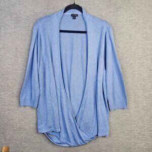 J.JILL Wearever Collection Women's Blue Cross Button V-neck Sweater Size 2X
